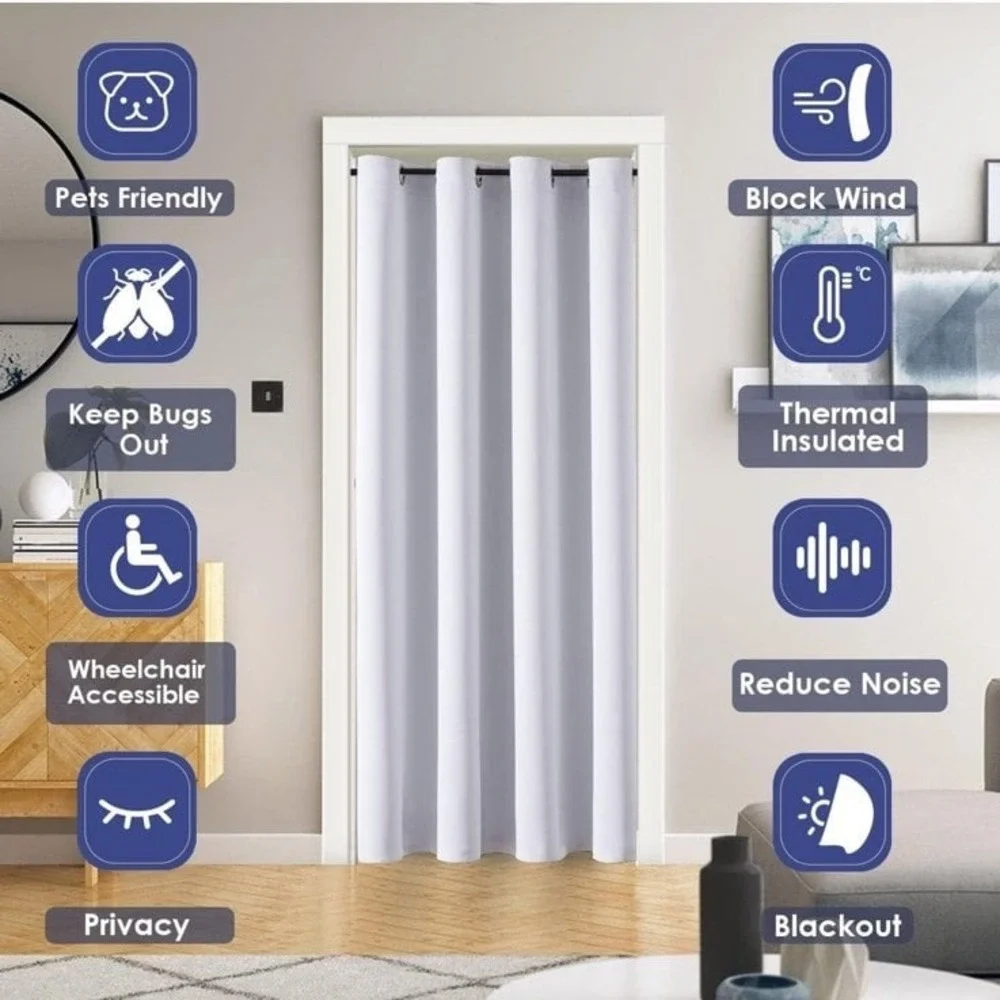 ChrisDowa Blackout Door Curtains for Doorway Privacy, Grommet Closet Curtain for